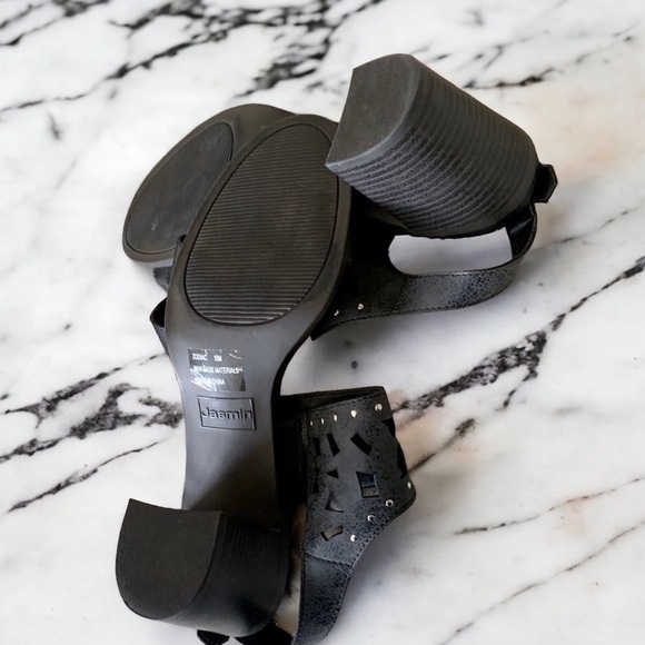JASMIN Black Studded heel Sandals Sz 10 - Picture 7 of 8